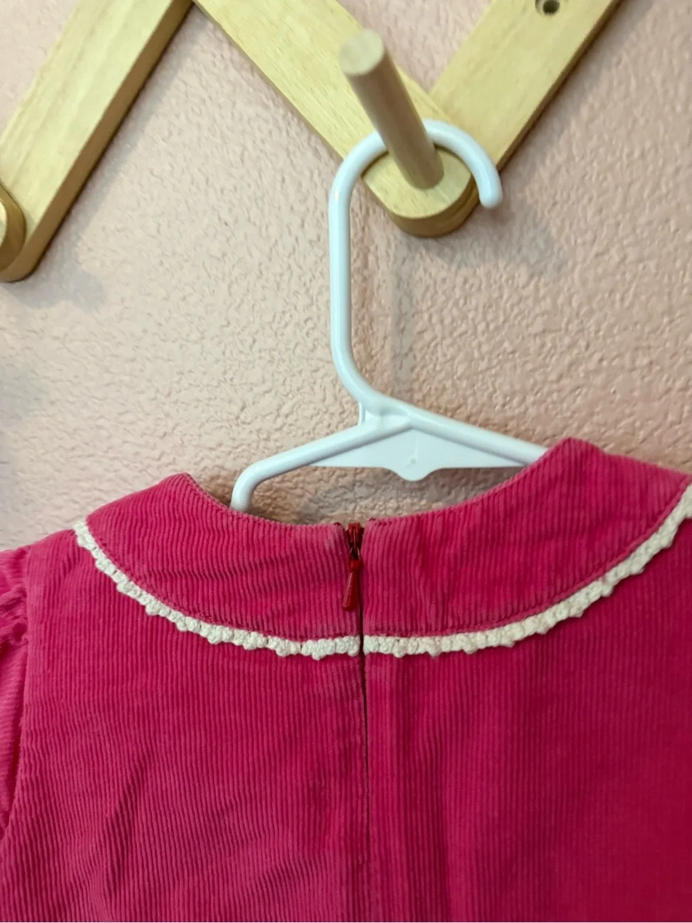 Hanna Andersson Girls Pink Embroidered Sleeveless Corduroy Dress